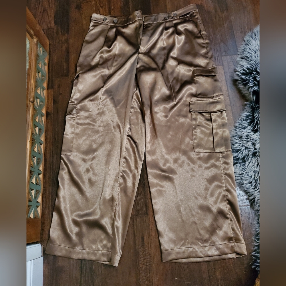 a new day Brown Gold Silky Pants